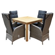 AVH-Collectie Selena Menorca dining tuinset 100x100xH79 cm 5-delig teak grijs