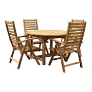 AVH-Collectie Arona Ovaal uitschuifbare dining tuinset 120-170x120xH76 cm 5-delig teak