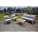 AVH-Collectie Porto stoel-bank loungeset 4-delig wit aluminium teak AVH-Collectie Porto stoel-bank loungeset 4-delig wit aluminium teak