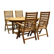 AVH-Collectie Arona Ovaal uitschuifbare dining tuinset 160-210x90 cm blad 2,8 cm 5-delig teak