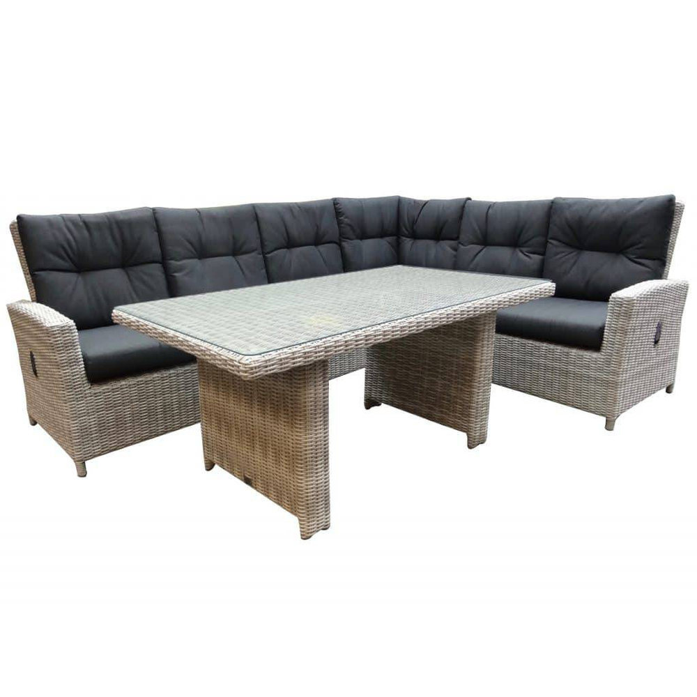 AVH-Collectie San Marino hoek dining loungeset rechts verstelbaar 3-delig wit grijs AVH-Collectie San Marino hoek dining loungeset rechts verstelbaar 3-delig wit grijs