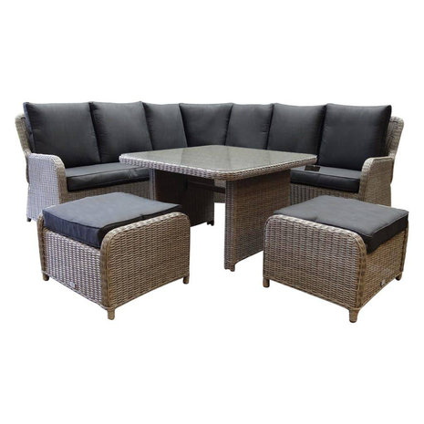 AVH-Collectie Bilbao hoek dining loungeset 6 delig grijs AVH-Collectie Bilbao hoek dining loungeset 6 delig grijs