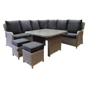 AVH-Collectie Bilbao hoek dining loungeset 6 delig grijs