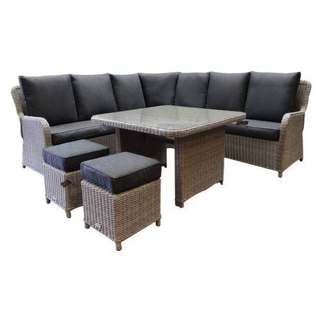 AVH-Collectie Bilbao hoek dining loungeset 6 delig grijs AVH-Collectie Bilbao hoek dining loungeset 6 delig grijs