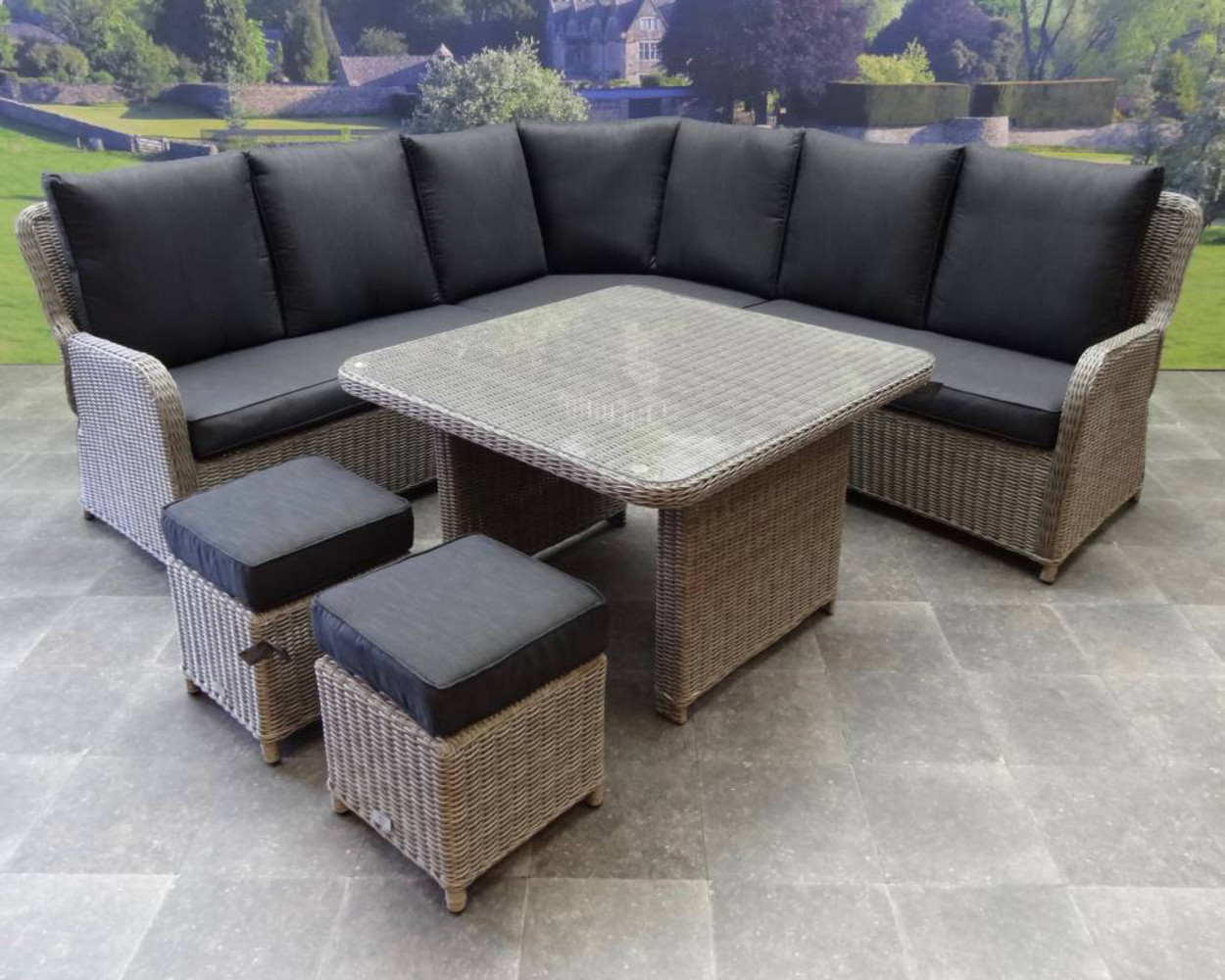 AVH-Collectie Bilbao hoek dining loungeset 6 delig grijs AVH-Collectie Bilbao hoek dining loungeset 6 delig grijs