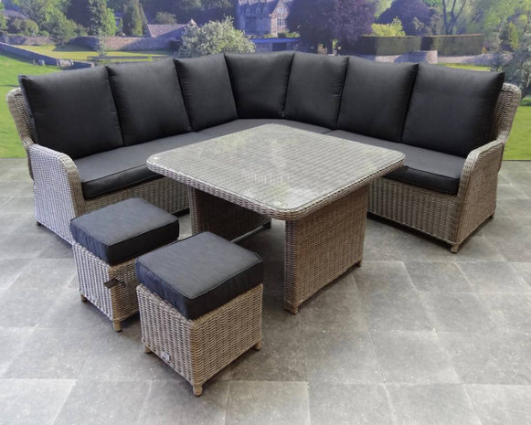 AVH-Collectie Bilbao hoek dining loungeset 6 delig grijs AVH-Collectie Bilbao hoek dining loungeset 6 delig grijs