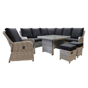 AVH-Collectie Bilbao hoek dining loungeset 7-delig wit grijs