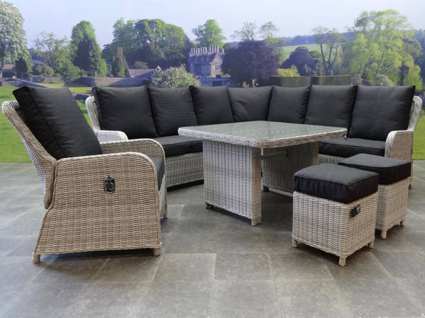 AVH-Collectie Bilbao hoek dining loungeset 7-delig wit grijs AVH-Collectie Bilbao hoek dining loungeset 7-delig wit grijs