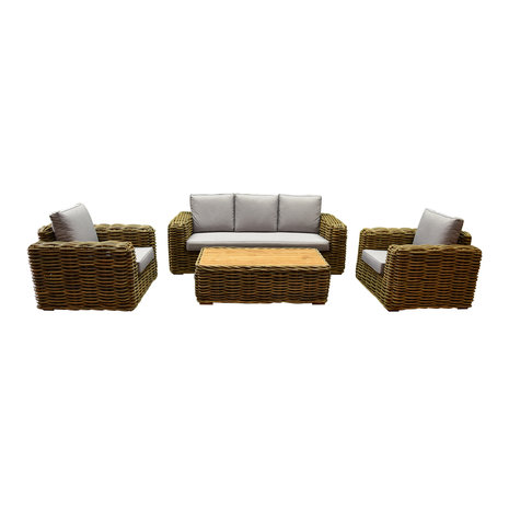 AVH-Collectie Sumatra stoel-bank 4-delig loungeset naturel rotan AVH-Collectie Sumatra stoel-bank 4-delig loungeset naturel rotan