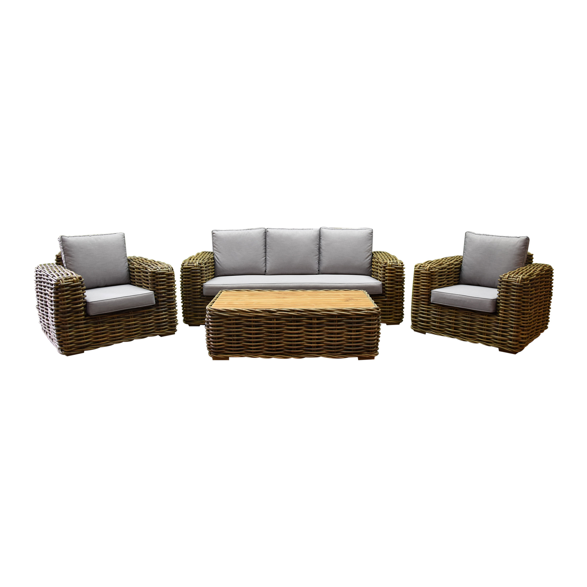 Sumatra stoelbank loungeset 4delig naturel rotan AVH Outdoor