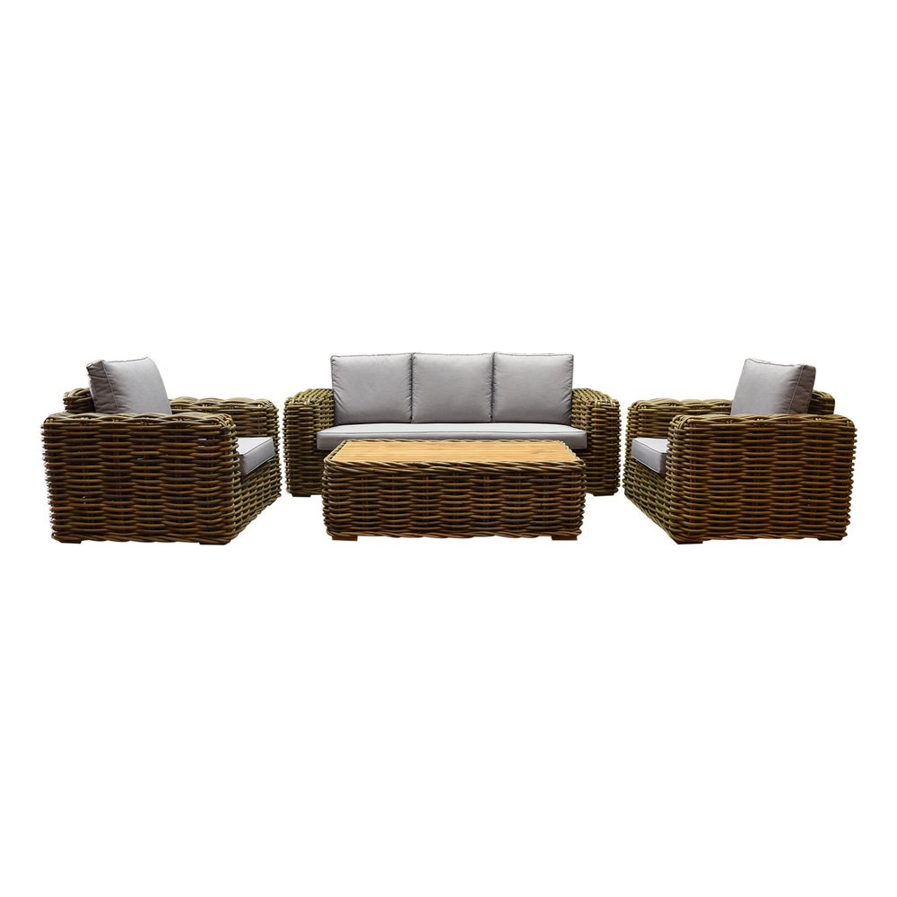 AVH-Collectie Sumatra stoel-bank 4-delig loungeset naturel rotan AVH-Collectie Sumatra stoel-bank 4-delig loungeset naturel rotan