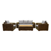 AVH-Collectie Sumatra stoel-bank 4-delig loungeset naturel rotan