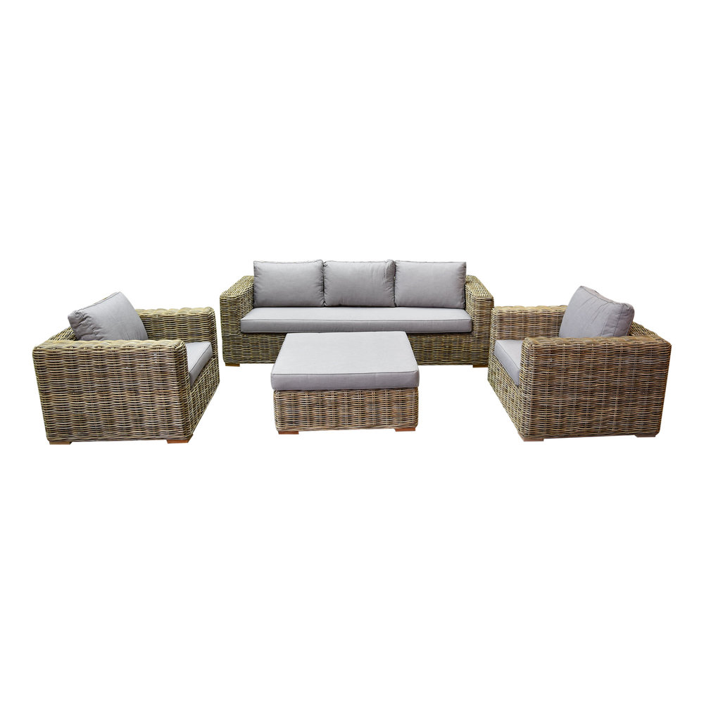 AVH-Collectie Serva stoel-bank loungeset 4-delig naturel rotan AVH-Collectie Serva stoel-bank loungeset 4-delig naturel rotan