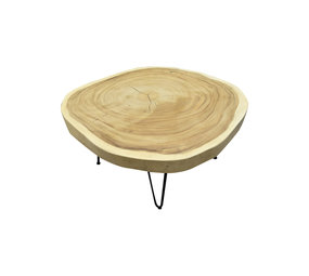 AVH-Collectie Boomstamtafel met metalen poten 80xH45 rond - bladdikte 6 cm AVH-Collectie Boomstamtafel met metalen poten 80xH45 rond - bladdikte 6 cm