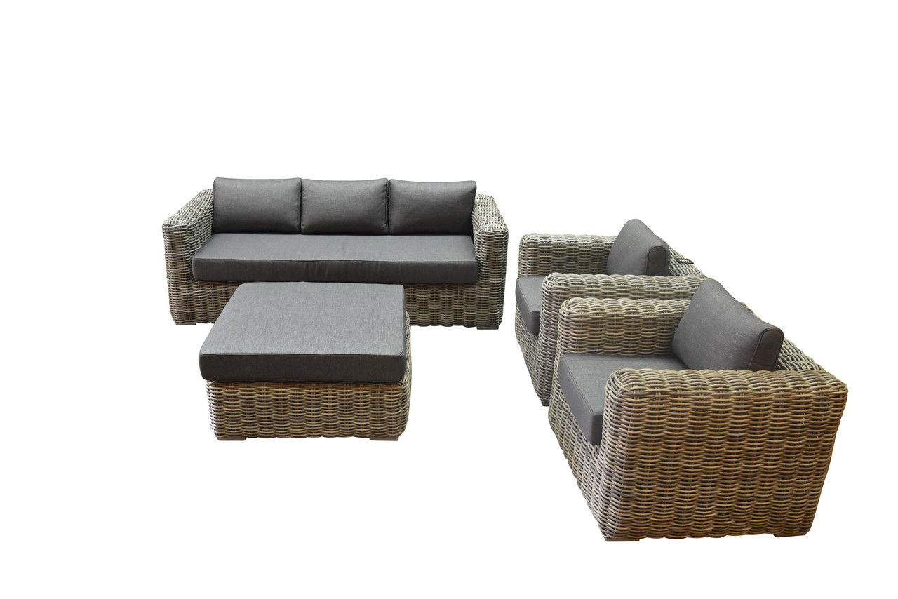 AVH-Collectie Cervo stoel bank loungeset 4-delig grijs wicker AVH-Collectie Cervo stoel bank loungeset 4-delig grijs wicker