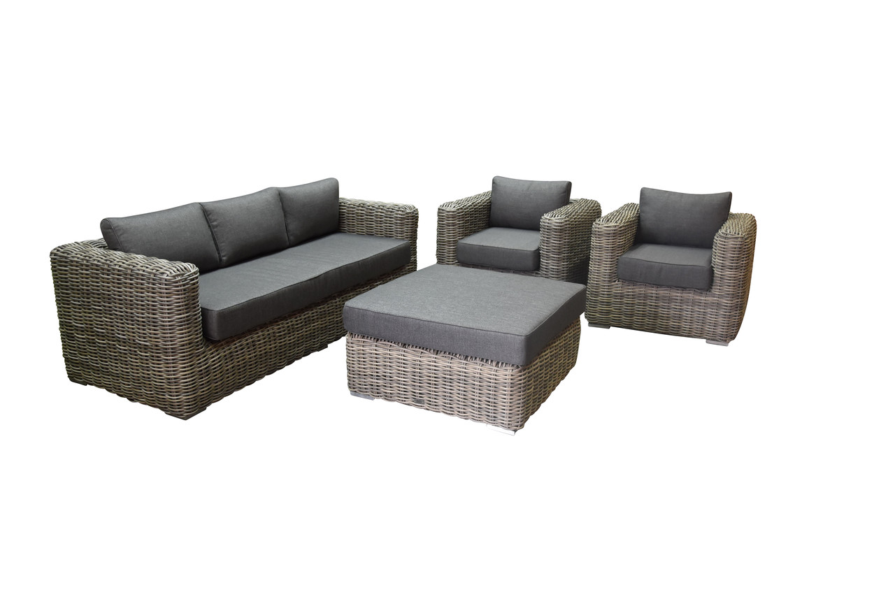 AVH-Collectie Cervo stoel bank loungeset 4-delig grijs wicker AVH-Collectie Cervo stoel bank loungeset 4-delig grijs wicker