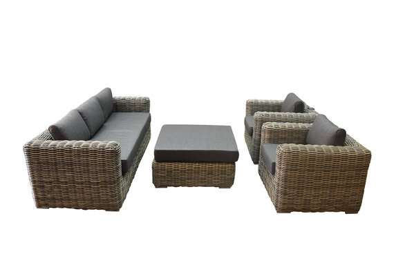 AVH-Collectie Cervo stoel bank loungeset 4-delig grijs wicker AVH-Collectie Cervo stoel bank loungeset 4-delig grijs wicker
