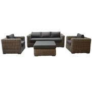 AVH-Collectie Cervo stoel bank loungeset 4-delig grijs  wicker
