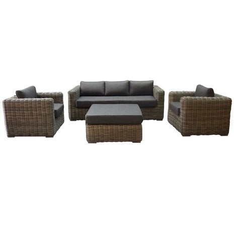 AVH-Collectie Cervo stoel bank loungeset 4-delig grijs wicker AVH-Collectie Cervo stoel bank loungeset 4-delig grijs wicker