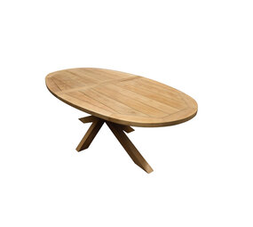 AVH-Collectie Ellips dining tuintafel 240x120xH76 cm met kruispoot teak AVH-Collectie Ellips dining tuintafel 240x120xH76 cm met kruispoot teak
