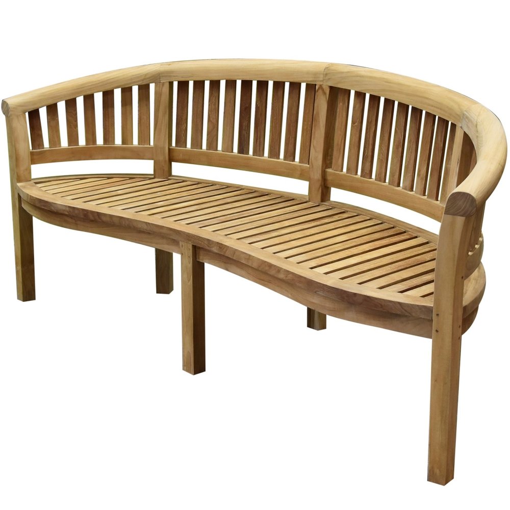 AVH-Collectie Bananen tuinbank 155 cm ronde rugleuning teak AVH-Collectie Bananen tuinbank 155 cm ronde rugleuning teak