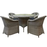 AVH-Collectie Chester Riccione dining tuinset 110cm rond 5-delig wit
