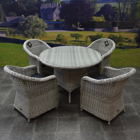AVH-Collectie Chester Riccione dining tuinset 110cm rond 5-delig wit AVH-Collectie Chester Riccione dining tuinset 110cm rond 5-delig wit
