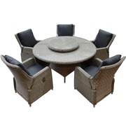 AVH-Collectie Bilbao Riccione dining tuinset 150 cm rond 7-delig grijs verstelbaar