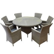 AVH-Collectie Capri Riccione dining tuinset 150 cm rond 7-delig grijs