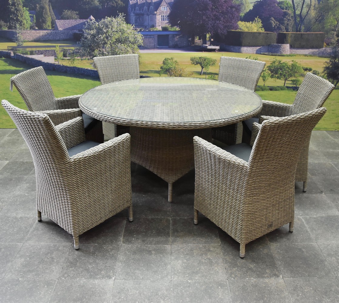 AVH-Collectie Capri Riccione dining tuinset 150 cm rond 7-delig grijs AVH-Collectie Capri Riccione dining tuinset 150 cm rond 7-delig grijs