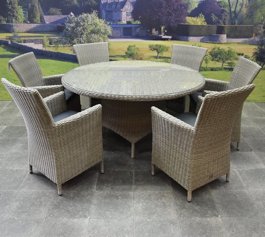 AVH-Collectie Capri Riccione dining tuinset 150 cm rond 7-delig grijs AVH-Collectie Capri Riccione dining tuinset 150 cm rond 7-delig grijs