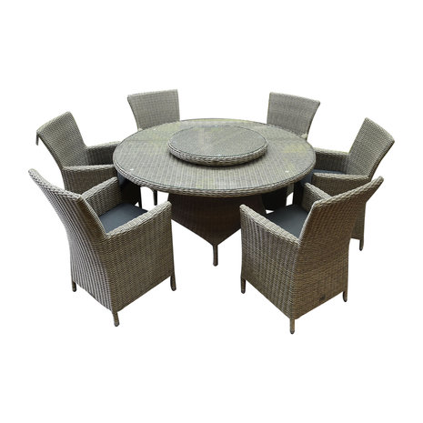 AVH-Collectie Capri Riccione dining tuinset 150 cm rond 8-delig grijs AVH-Collectie Capri Riccione dining tuinset 150 cm rond 8-delig grijs