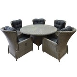 AVH-Collectie Marina Riccione dining tuinset 150 cm 6-delig grijs verstelbaar AVH-Collectie Marina Riccione dining tuinset 150 cm 6-delig grijs verstelbaar