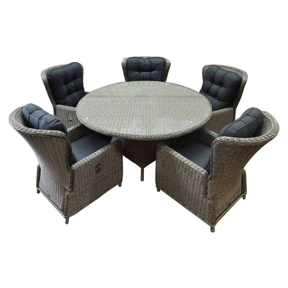 AVH-Collectie Marina Riccione dining tuinset 150 cm 6-delig grijs verstelbaar AVH-Collectie Marina Riccione dining tuinset 150 cm 6-delig grijs verstelbaar