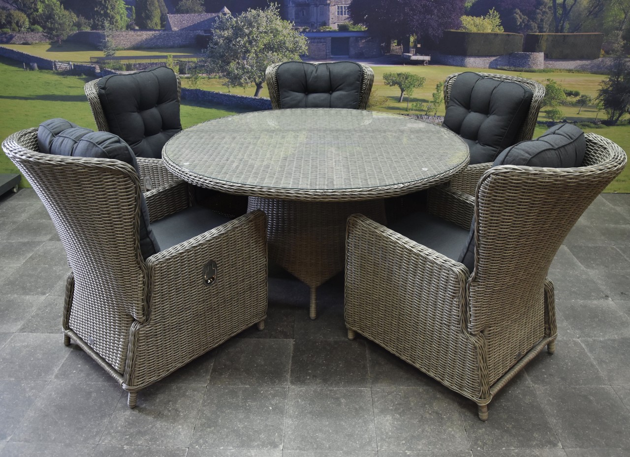 AVH-Collectie Marina Riccione dining tuinset 150 cm 6-delig grijs verstelbaar AVH-Collectie Marina Riccione dining tuinset 150 cm 6-delig grijs verstelbaar