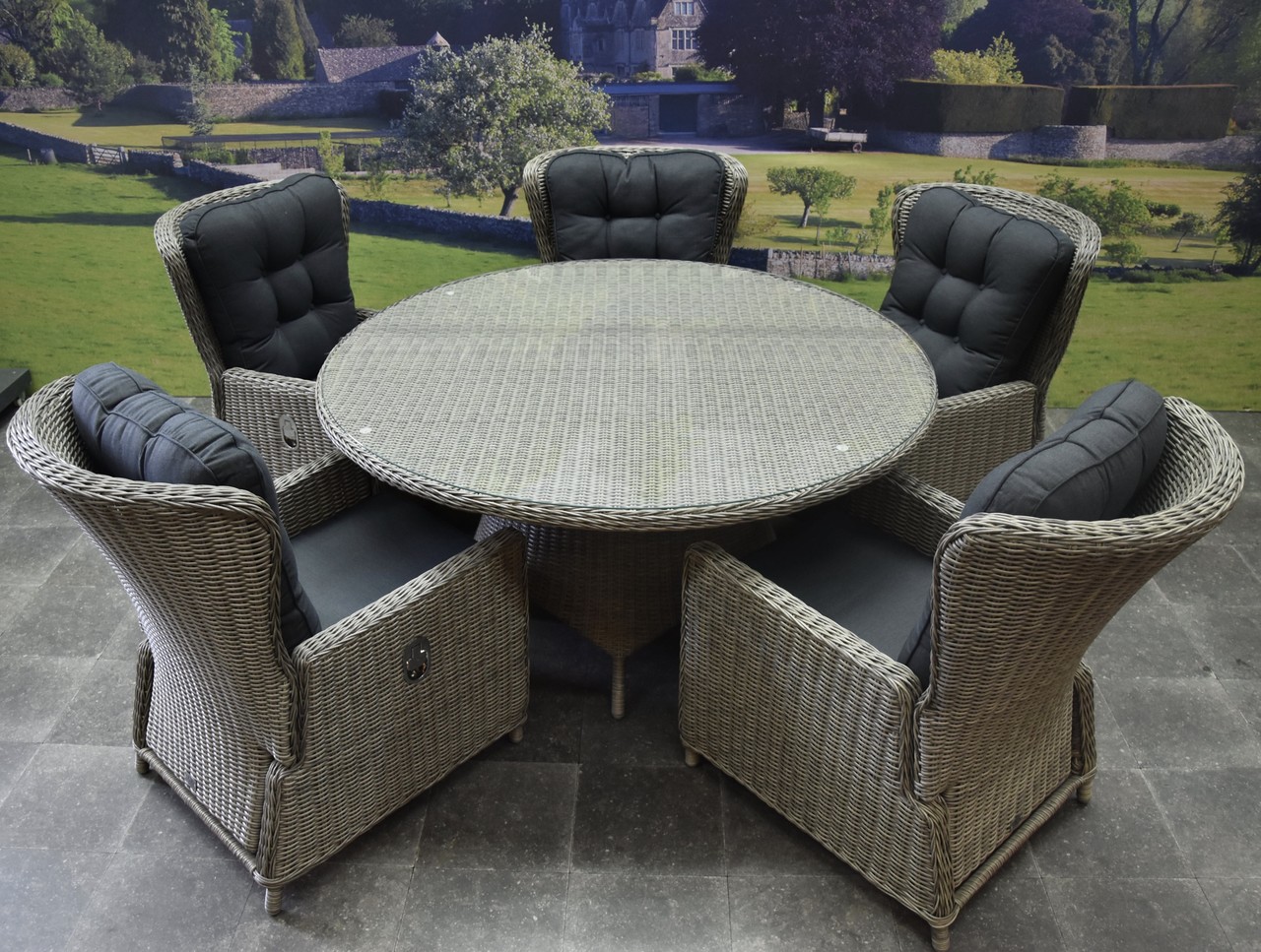 AVH-Collectie Marina Riccione dining tuinset 150 cm 6-delig grijs verstelbaar AVH-Collectie Marina Riccione dining tuinset 150 cm 6-delig grijs verstelbaar
