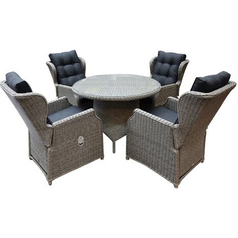 AVH-Collectie Ibiza Riccione dining tuinset 110 cm rond 5-delig grijs verstelbaar AVH-Collectie Ibiza Riccione dining tuinset 110 cm rond 5-delig grijs verstelbaar