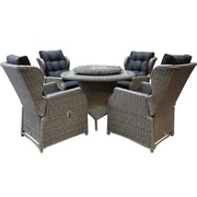 AVH-Collectie Ibiza Riccione dining tuinset 110 cm rond 6-delig grijs verstelbaar