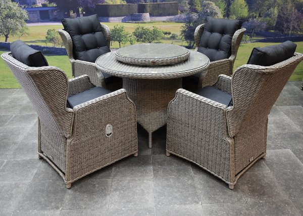 AVH-Collectie Ibiza Riccione dining tuinset 110 cm rond 6-delig grijs verstelbaar AVH-Collectie Ibiza Riccione dining tuinset 110 cm rond 6-delig grijs verstelbaar