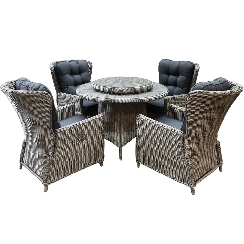 AVH-Collectie Marina Riccione dining tuinset 110 cm rond 6-delig grijs verstelbaar AVH-Collectie Marina Riccione dining tuinset 110 cm rond 6-delig grijs verstelbaar