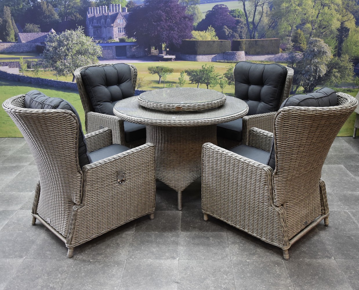AVH-Collectie Marina Riccione dining tuinset 110 cm rond 6-delig grijs verstelbaar AVH-Collectie Marina Riccione dining tuinset 110 cm rond 6-delig grijs verstelbaar