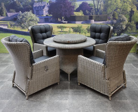 AVH-Collectie Marina Riccione dining tuinset 110 cm rond 6-delig grijs verstelbaar AVH-Collectie Marina Riccione dining tuinset 110 cm rond 6-delig grijs verstelbaar