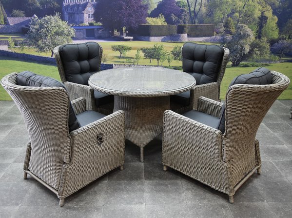 AVH-Collectie Marina Riccione dining tuinset 110 cm rond 5-delig grijs verstelbaar AVH-Collectie Marina Riccione dining tuinset 110 cm rond 5-delig grijs verstelbaar