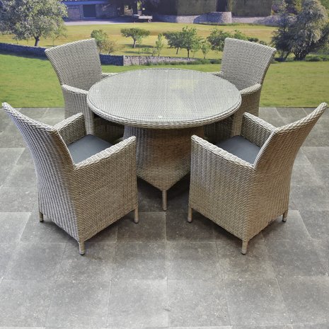 AVH-Collectie Capri Riccione dining tuinset 110 cm rond 5-delig grijs AVH-Collectie Capri Riccione dining tuinset 110 cm rond 5-delig grijs