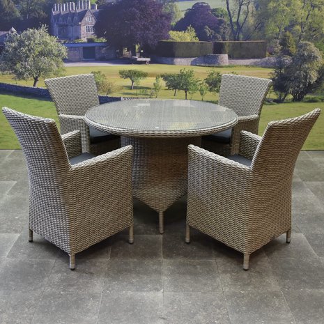 AVH-Collectie Capri Riccione dining tuinset 110 cm rond 5-delig grijs AVH-Collectie Capri Riccione dining tuinset 110 cm rond 5-delig grijs