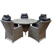 AVH-Collectie Ibiza Riccione dining tuinset 150 cm rond 6-delig grijs verstelbaar