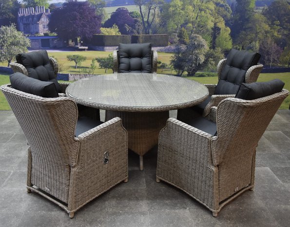 AVH-Collectie Ibiza Riccione dining tuinset 150 cm rond 6-delig grijs verstelbaar AVH-Collectie Ibiza Riccione dining tuinset 150 cm rond 6-delig grijs verstelbaar