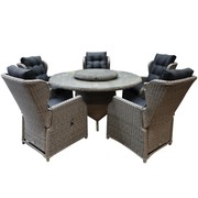 AVH-Collectie Ibiza Riccione dining tuinset 150 cm rond 7-delig grijs verstelbaar