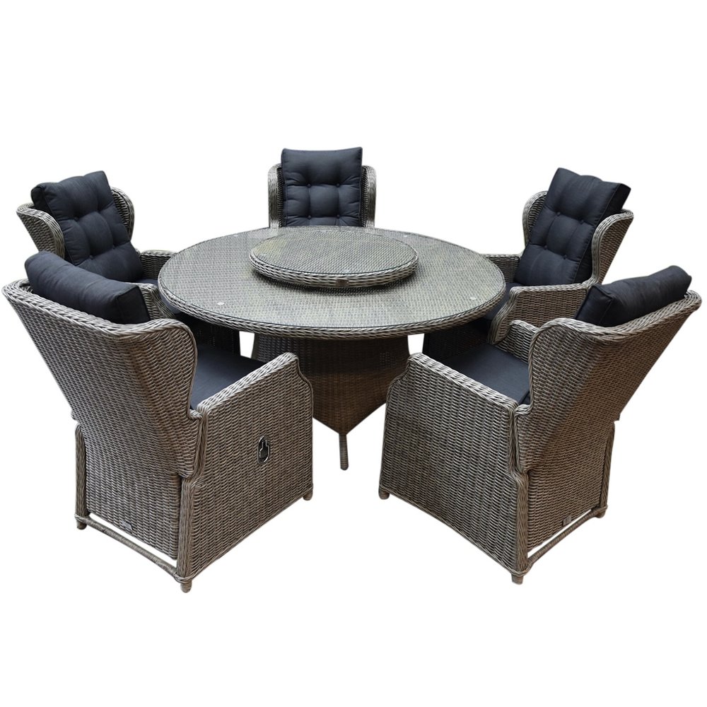 AVH-Collectie Ibiza Riccione dining tuinset 150 cm rond 7-delig grijs verstelbaar AVH-Collectie Ibiza Riccione dining tuinset 150 cm rond 7-delig grijs verstelbaar