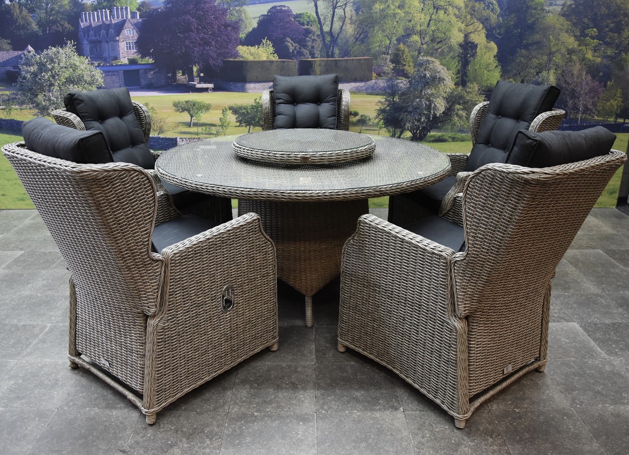 AVH-Collectie Ibiza Riccione dining tuinset 150 cm rond 7-delig grijs verstelbaar AVH-Collectie Ibiza Riccione dining tuinset 150 cm rond 7-delig grijs verstelbaar